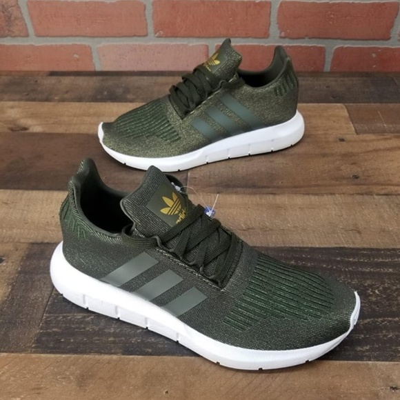 adidas swift run night cargo green & white shoes